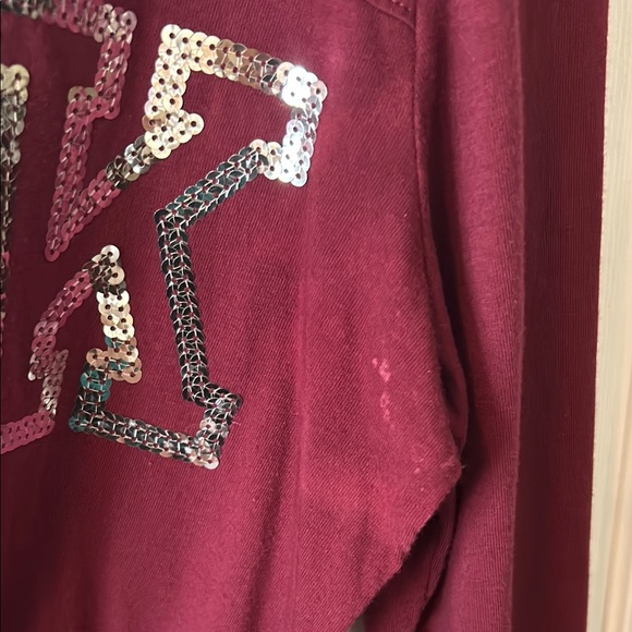 Victoria's Secret PINK Maroon Sequin Long Sleeve - Picture 3 of 4
